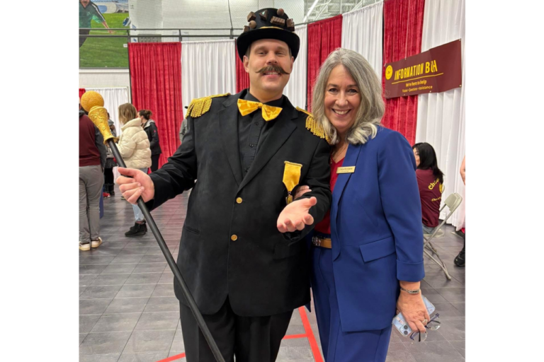 Sir Chocolot posing with ChocoFest founder J'Anne Monteleone at ChocoFest